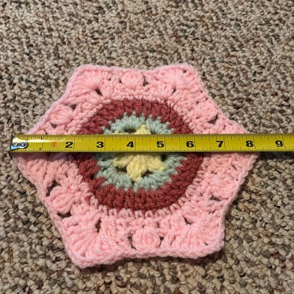 Crochet & Knitted Pot Holders Set in Pink, Purple, and Cream - Picture 2 of 4